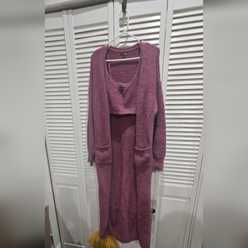 Fashion Nova Purple Cardigan Sweater 2pc  Set Size M
